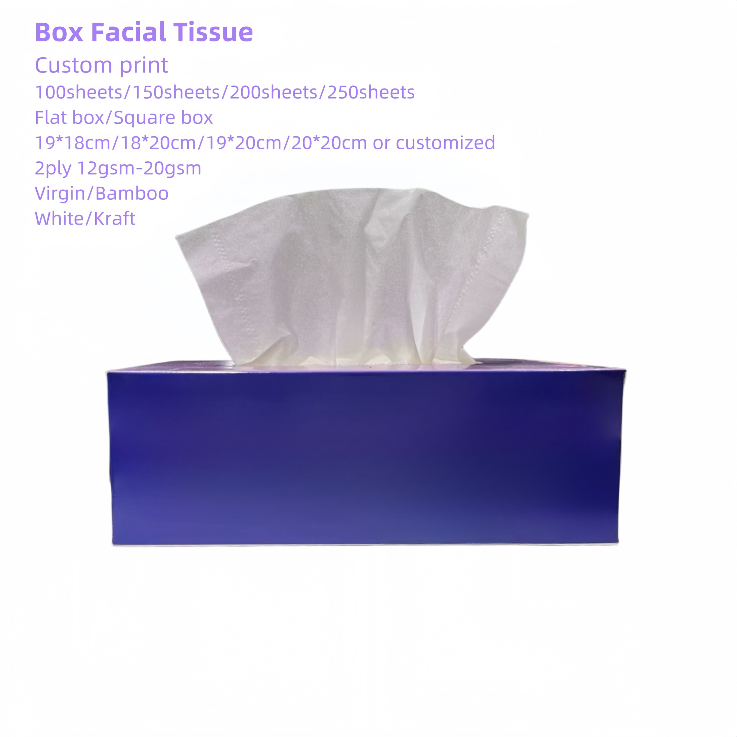 Tecido facial extra macio de 2ply White