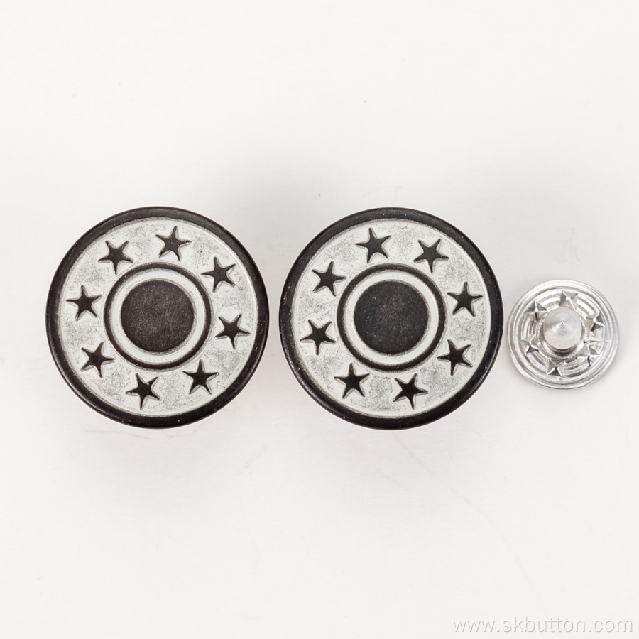 Custom star logo embossed alloy metal jeans buttons