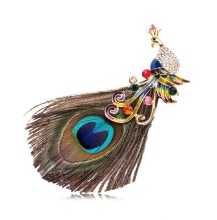 High-end Peacock Feather Brooch for Suit Coat Accessories