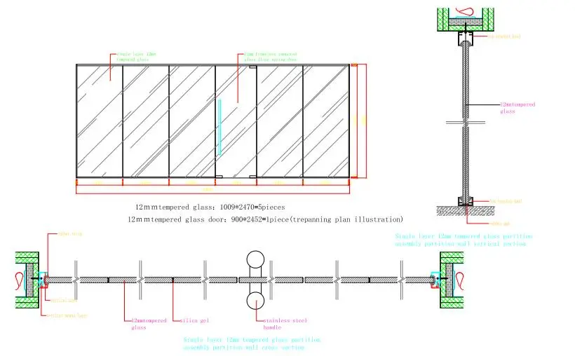 Shaneok Single Layer Toughened Glass Partition