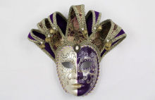 Purple Handmade Glitter Venetian Jester Mask For Mardi Gras Party