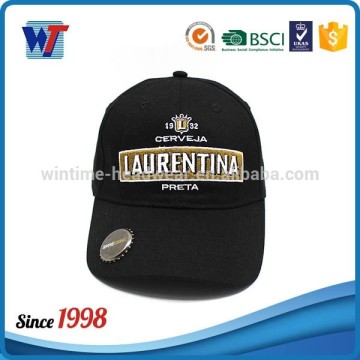 Wholesale black soft brim bear bottle opener custom baseball cap