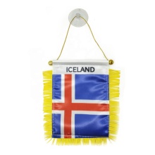 Sunshine Custom Small Car 4x6 Inch Hanging Iceland Car Mirror Flag