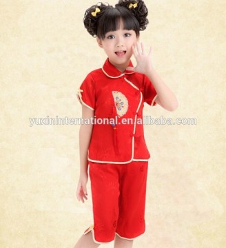 children beautiful silk short sleeves suit,short-sleeves suit,gilrs short-sleeves suit CK041