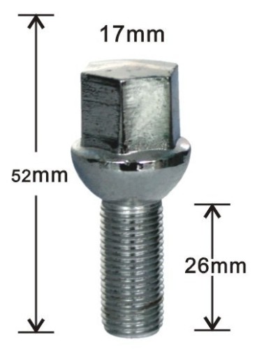 17mm hex 52mm panjang bola kursi lug baut