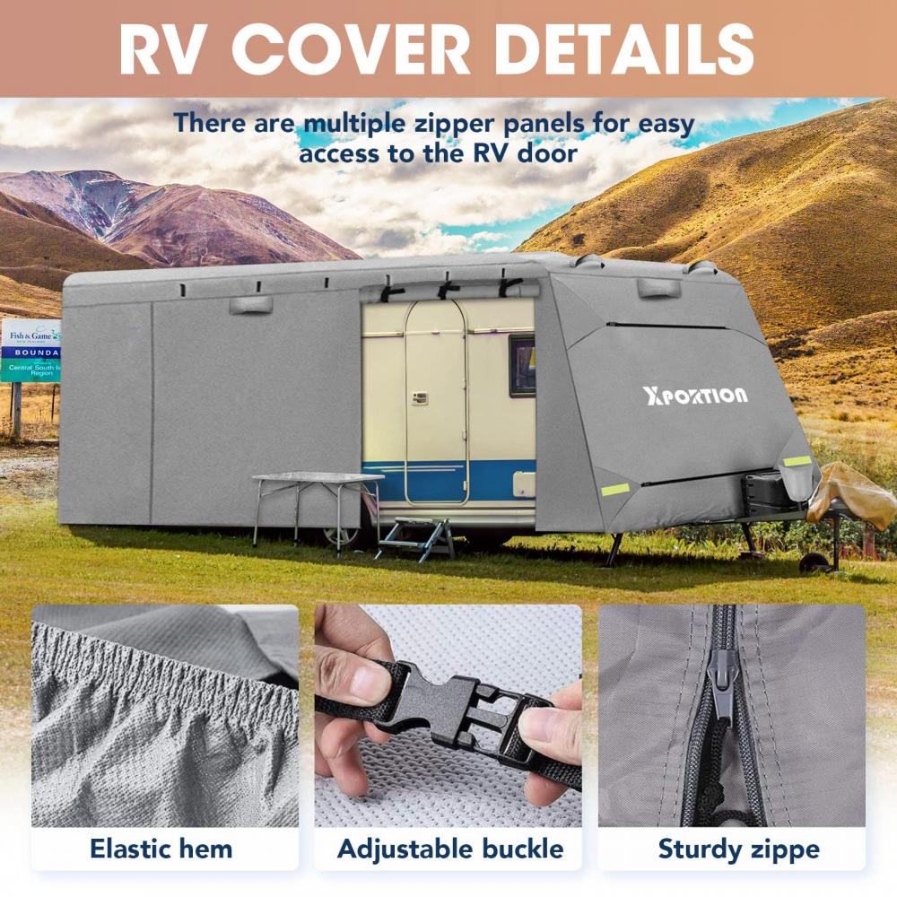 Penutup trailer perjalanan yang ditingkatkan 4-lapis RV Camper Cover
