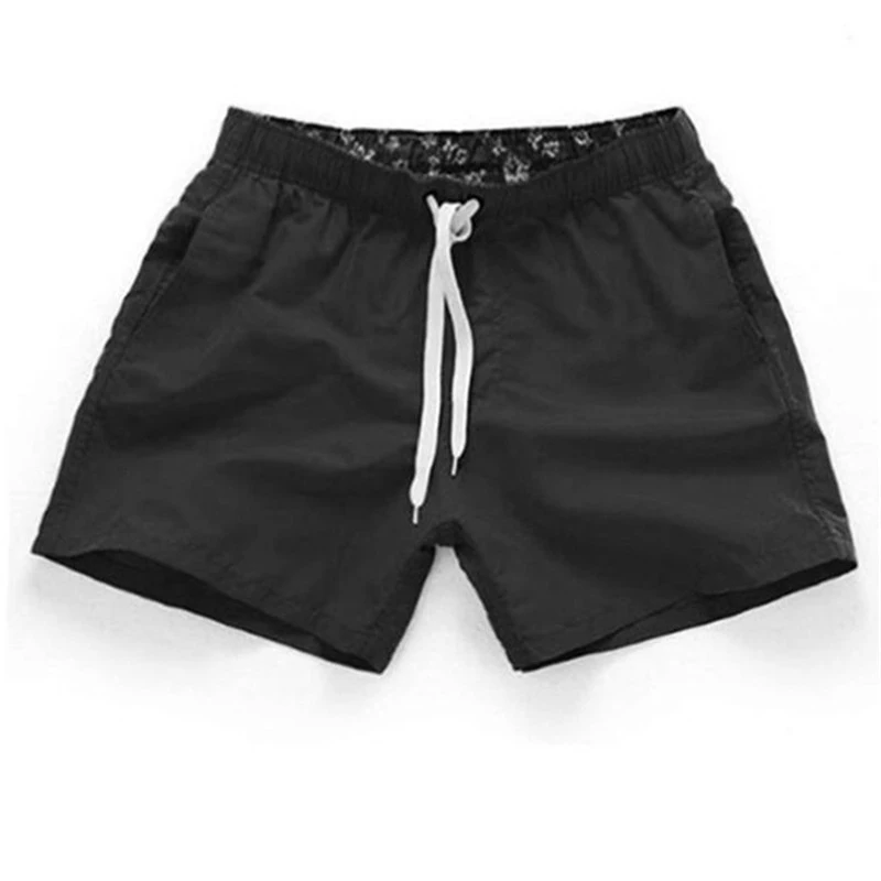 Mens New Board Shorts Summer Solid Elastic Waist Fashion Beach Shorts Swim Trunks