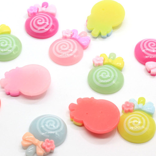 100 piezas japonés Kawaii arco brillo Lolly simulación piruletas Flatback resina Cabochons Scrapbooking teléfono caso pelo arco centro D