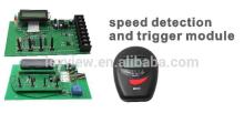 Customizied speed detection and trigger module for spining bike entertainment