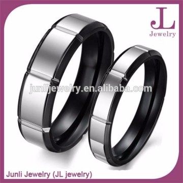4mm 5mm Men,Women's Stainless Steel Bands Ring Black Silver Valentine Love Couples Promise Engagement Ring