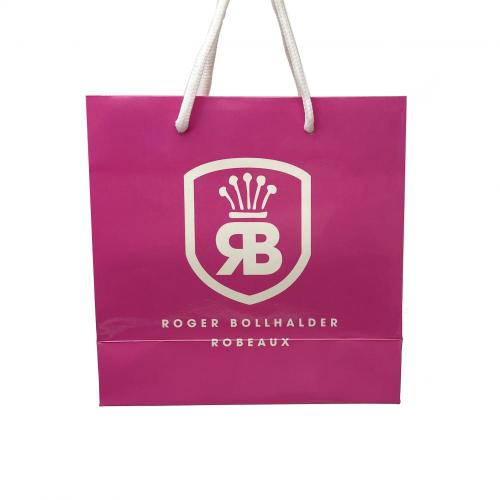 Luxury Logo Custom Glossy Pink Gift Paper Bag