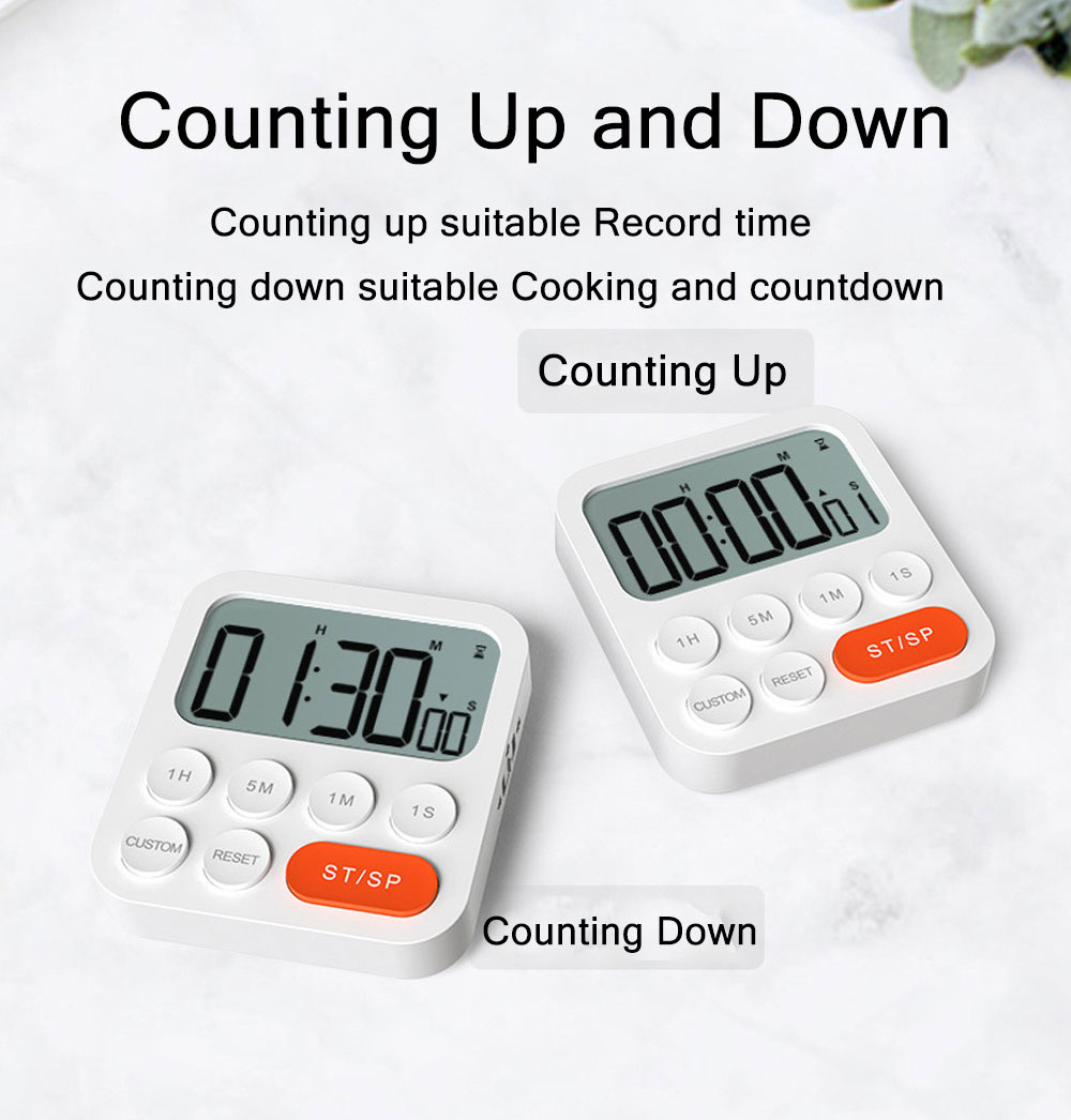  LED Digital Kitchen Alarm Clock 99 Minutes 59 Seconds Time Reminder Countdown Timer
