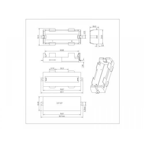 26650 SMT için BBC-M-G0-A-106 Tek Pil Tutucu