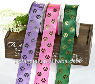 wide printed footprint pattern satin ribbon