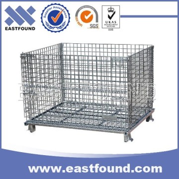 Warehouse Galvanized Collapsible Metal Storage Wire Basket Cage