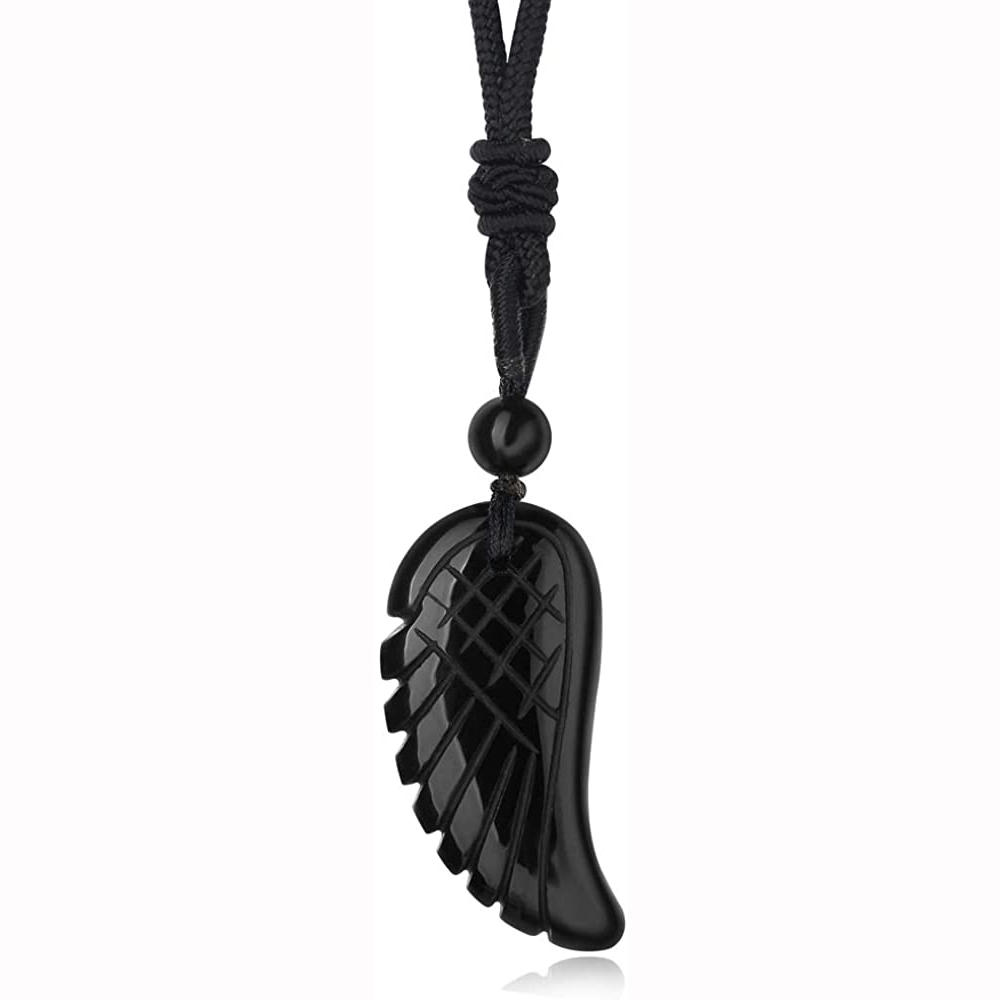 Collier pendentif à ailes de pierres précieuses charms Natural Crystal Quartz Stone Angel Feather Wing Pendants Pending Choker