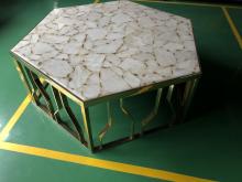 white agate hexagon semiprecious stone table