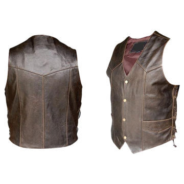 Men's Motorcycle Side Lace Leather Vest