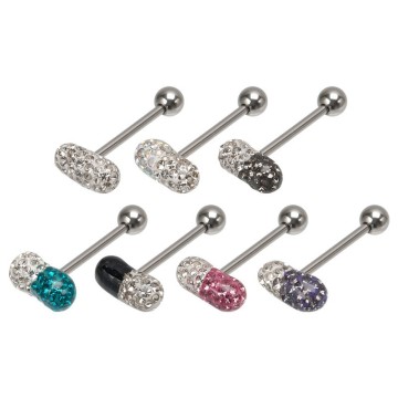 Epoxy Coating Multi Gem Pill Tongue Ring