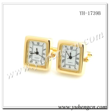 YH-1739B Novelty Gold Working Watch Cufflinks,Functional Clock Cufflinks