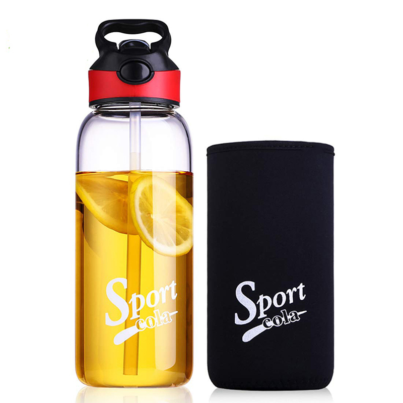 Private Label Borosilicate Glass Sport Bottle with Straw