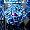 Dragon Scale Solid Metallic Polyhedral Dice Set of 7, Solid Metal Dragon Eye DND Dice Set