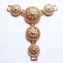 Gold Tone Detail Chain with Crystal Embellished for T-Bar Sandal