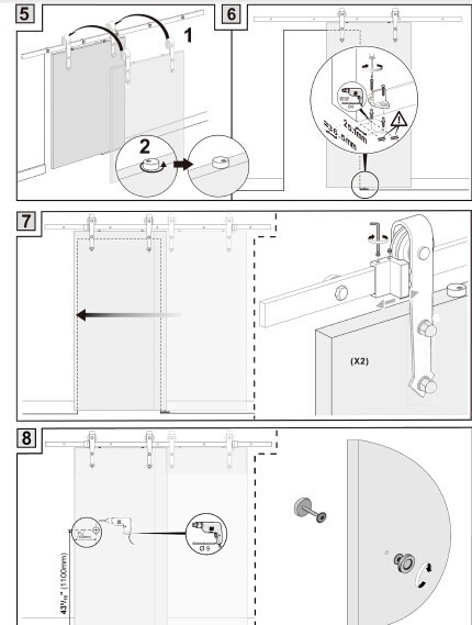 wall mounting top hanging sliding barn door kits with quiet operation