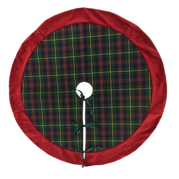 Green plaid and red velvet tree skirt