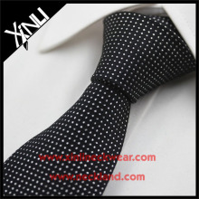 Handmade Silk Woven Mens Neck Tie Clean Black Dots