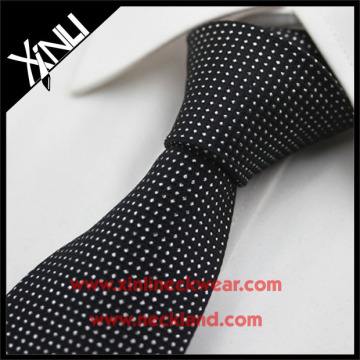 Handmade Silk Woven Mens Neck Tie Clean Black Dots