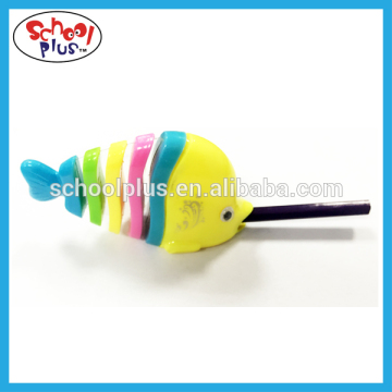 Rainbow fish shaped fancy factory plastic pencil sharpener