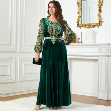 Wholesale Printed Floral Dresses, Islamic Clothing, Women's Abayas, Winter Designer Caftans, Muslim Modest Velvet Abayas