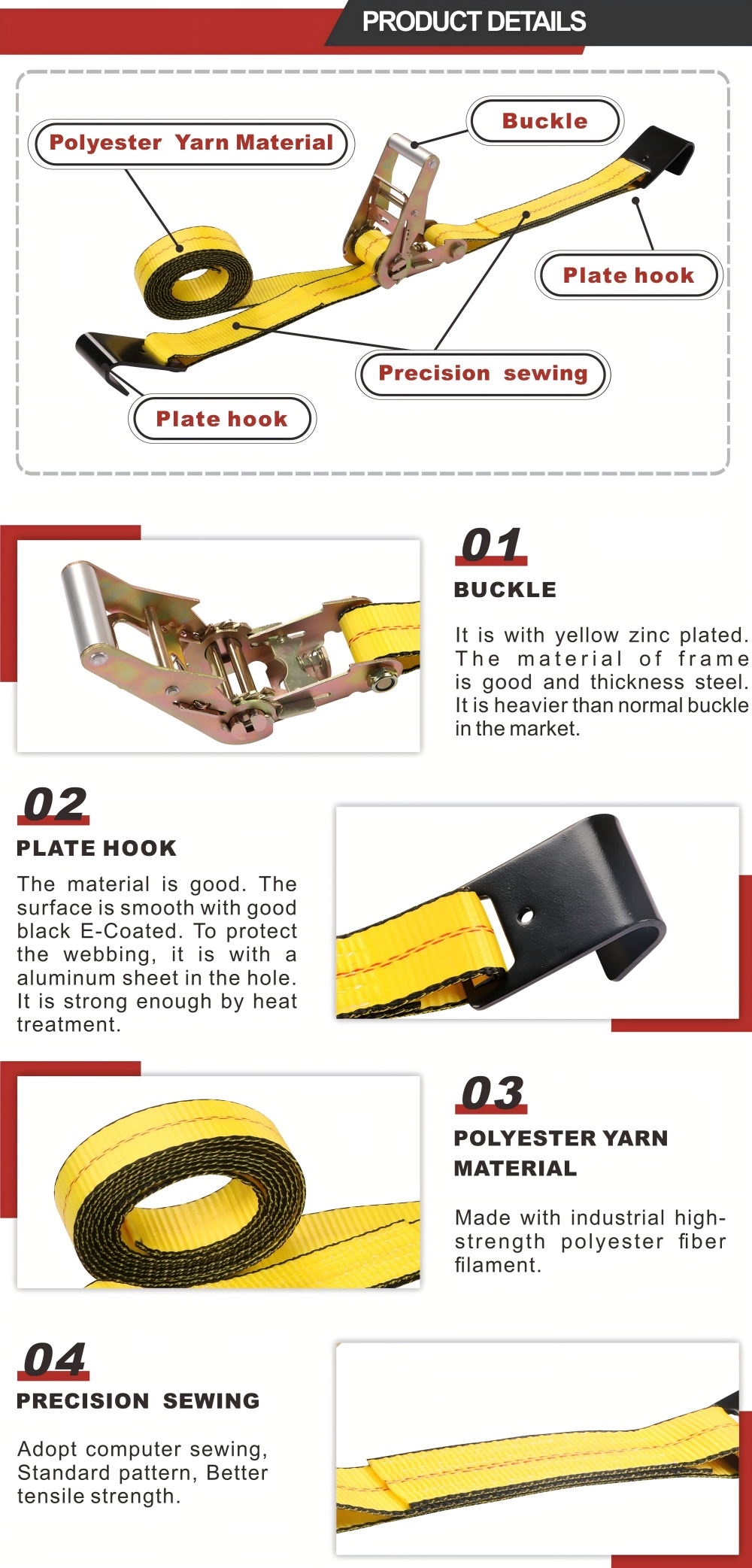 Maikling hawakan ng ratchet strap KRS230F-3 Short Handle Ratchet Strap KRS230F-3