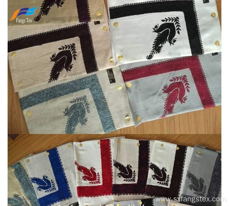 Custom Embroidery Wool Polyester Man's Square Scarf Fabric