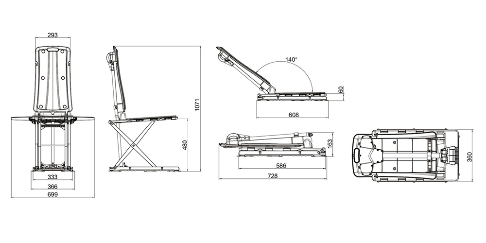 Dimensions of Electric Bath Lift Chair