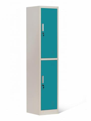 Single Metal locker 2 Compartments Blue and Gray