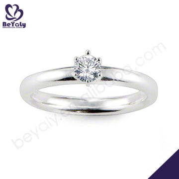High quality silver simple wedding solitaire diamond ring