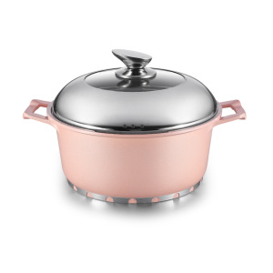 Pink Aluminum Die-casting Round Casserole