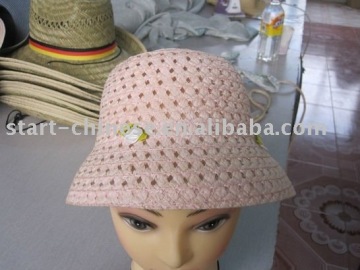 Fashion pink straw hat for children