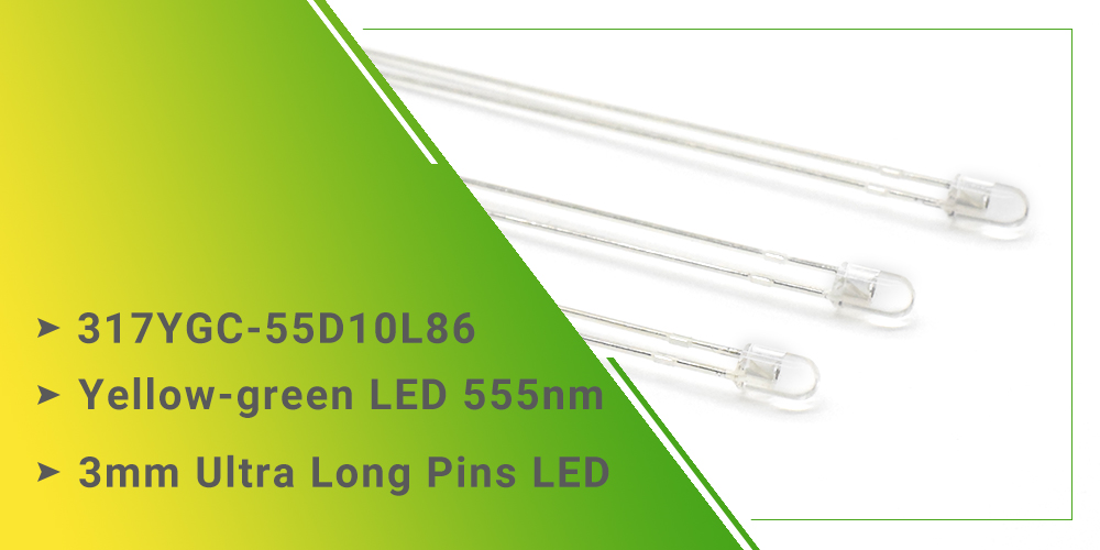 317YGC-55D10L86 Super Bright 3mm LED Long Leg 555nm Yellow-green LED