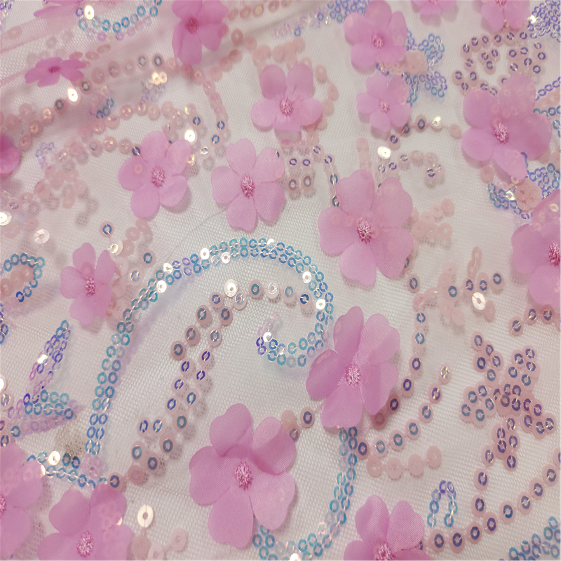 Tissu à paillettes rouge rose Rose red sequin fabric