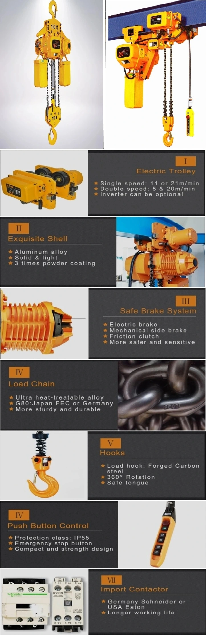 500kg Electric Chain Hoist with Hook