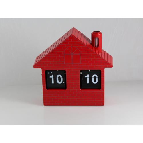 Red House Flip Clock Schreibtischuhr