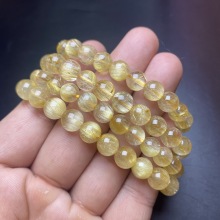 ASTWO Rare 7A Rutilated Quartz Crystal Gemstone Bracelets