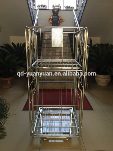 Wire mesh folding rolling container