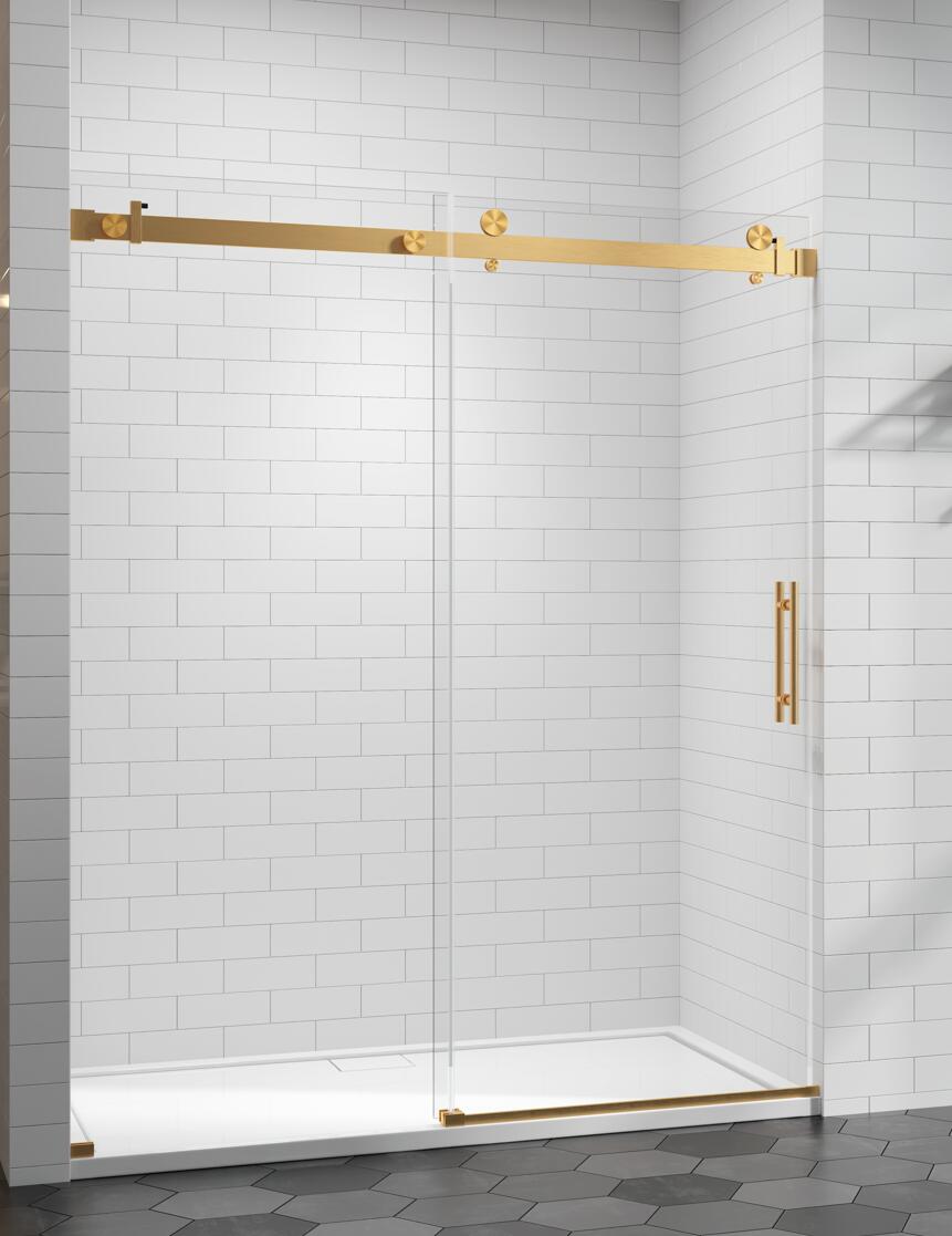 Brushed Gold Frameless Shower