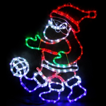 Santa Playing Football LED Rope Light Motif