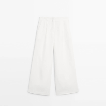 Women's 100% linen pleated suit pants