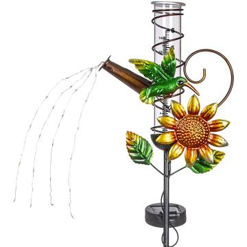 Solar Hummingbird Rain Gauges with Glass Tube